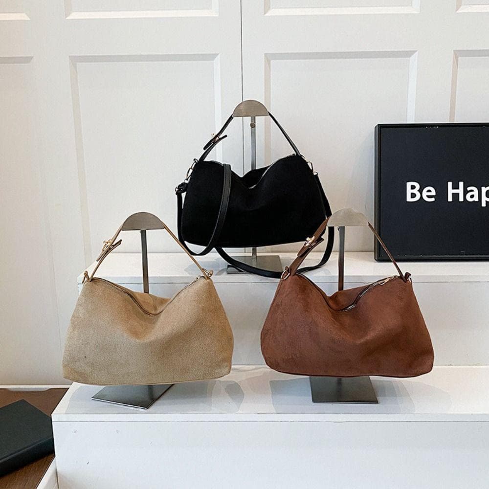 Bolsa De Ombro De Camurça FALLFORBEAUTYEJ , Hobo De Grande Capacidade Estilo Coreano , Sacola Fashion De Cor Sólida
