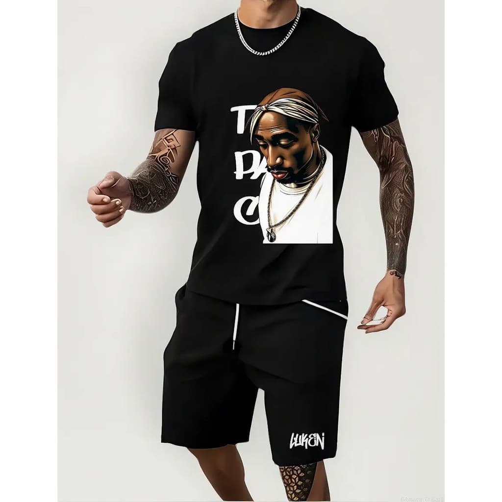 Conjunto Masculino Tupac Luken Bermuda Masculina Moletom