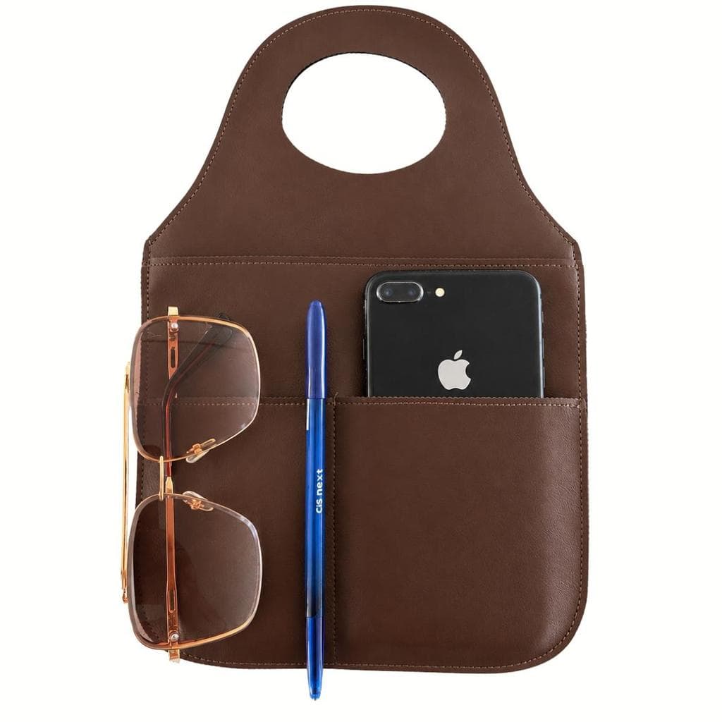Lixeira Premium Em Couro Organizadora para Carro com Bolso Porta Celular e Objetos