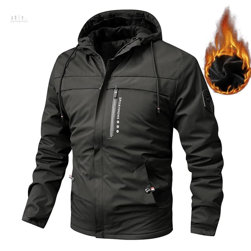 Jaqueta De Algodão Com Capuz De Veludo De Inverno – Casaco Casual Masculino Para Atividades Ao Ar Livre