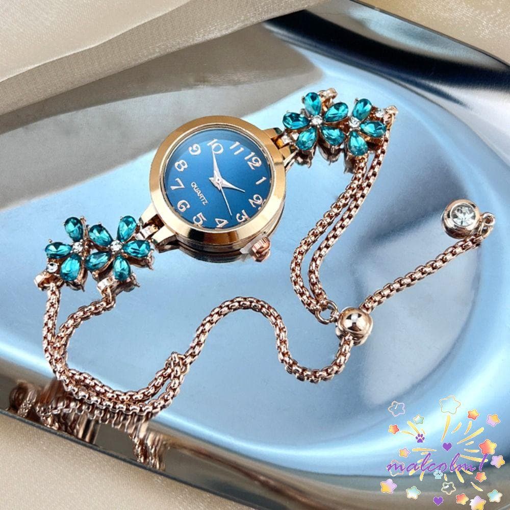 MALCOLM1 Relógio Feminino Com Pulseira , De Pulso De Quartzo Flor , Relógios De Negócios Femininos Requintados , Elegant