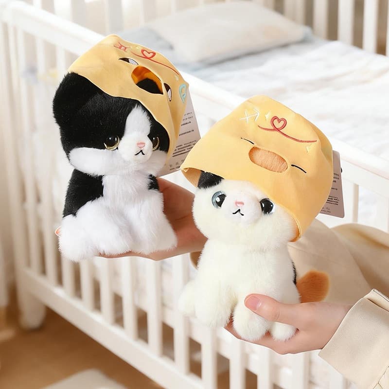 Bonito mesa companheiro saco de papel gato boneca brinquedo de pelúcia chaveiro boneca reconfortante Ragdoll presente de