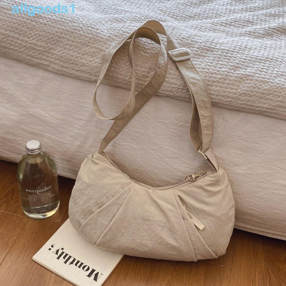 Bolsa de Ombro de Nylon ALLGOODS, Bolsa Grande com Zíper, Estilo Coreano, Cor Sólida, Bolsa de Mensageiro Esportiva FPXS