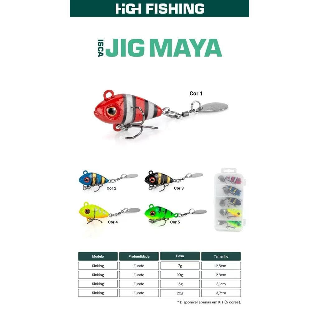 KIT5-Isca Jig Maya — Kit Completo 5 Cores | Pesca no Fundo