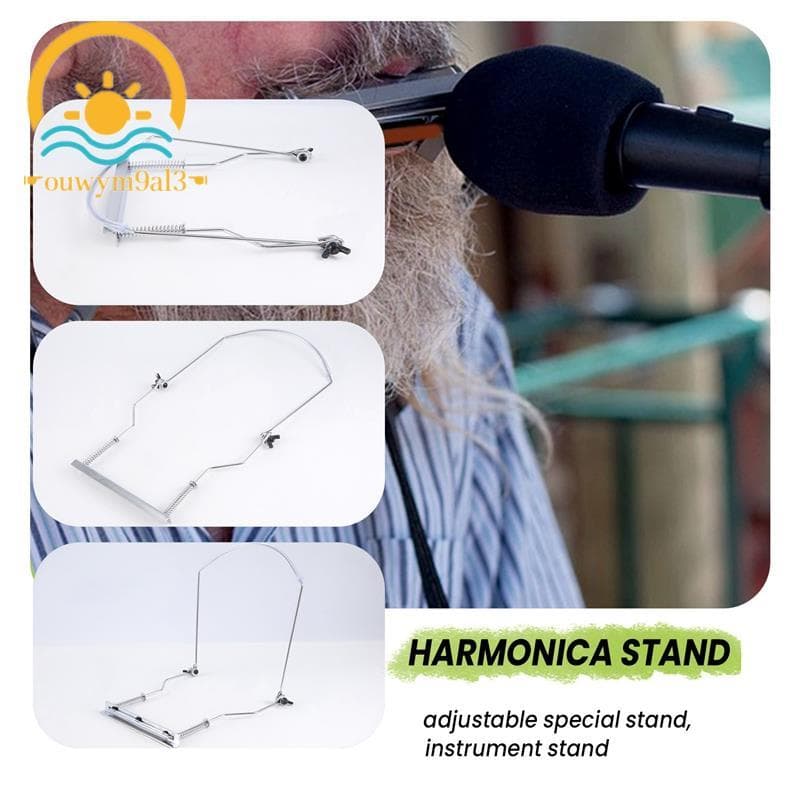 Suporte De Pescoço Para Gaita , 10 Furos , Blues , Harpa , Boca , Órgão , Rack Harmônico-Prata