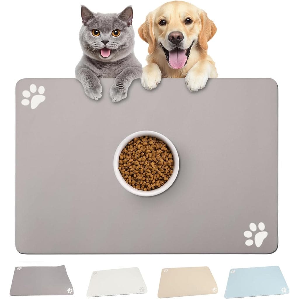 Tapete para Comida e Água de Cães e Gatos, 24 polegadas, Antiderrapante, Absorvente e de Secagem Rápida com Base de Borr