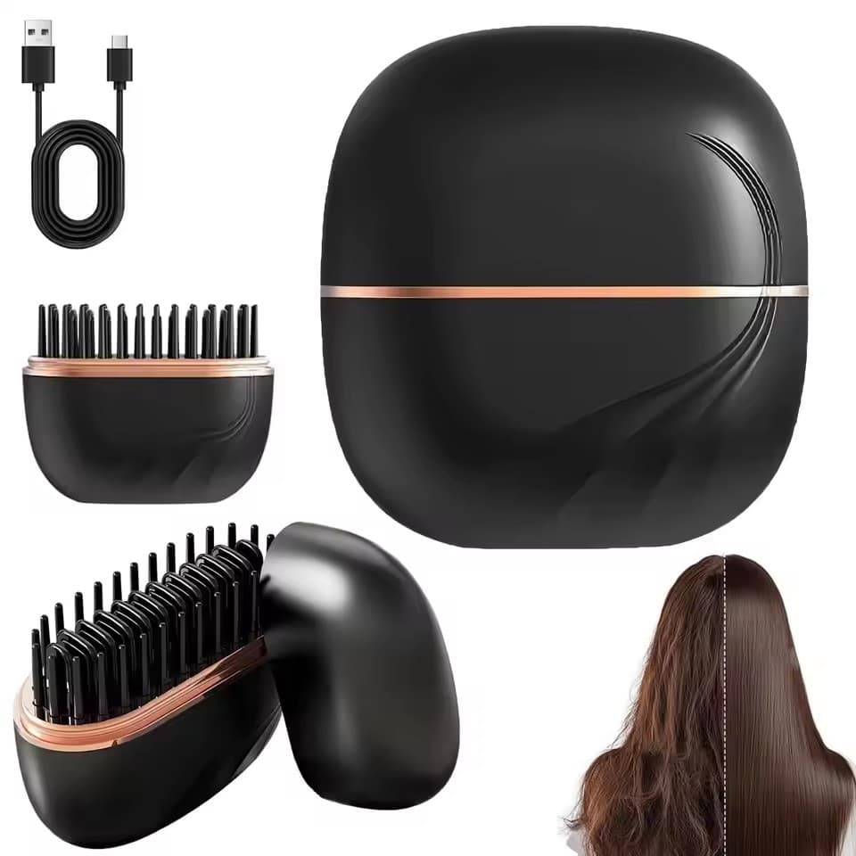 Escova Alisante de Cabelo Mini Recarregável Portátil, Estrutura Antiqueimadura, Chapinha Sem Fio Compacta para Viagem
