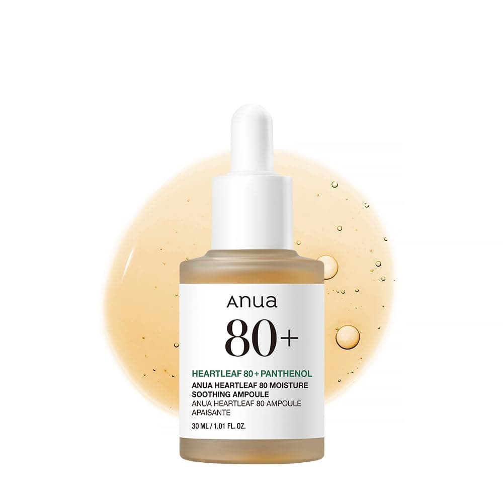 Anua Heartleaf 80 hing Ampoule, Sérum Facial Hidratante para Pele de Vidro, Ácido Hialurônico, Pantenol, Fórmula Leve e