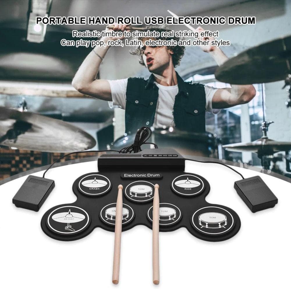 1 Caixa De Tambor Eletrônico Portátil , Com Padrão De Efeito Sonoro Conjunto De Bateria Eletrônica USB , Alta Fidelidade