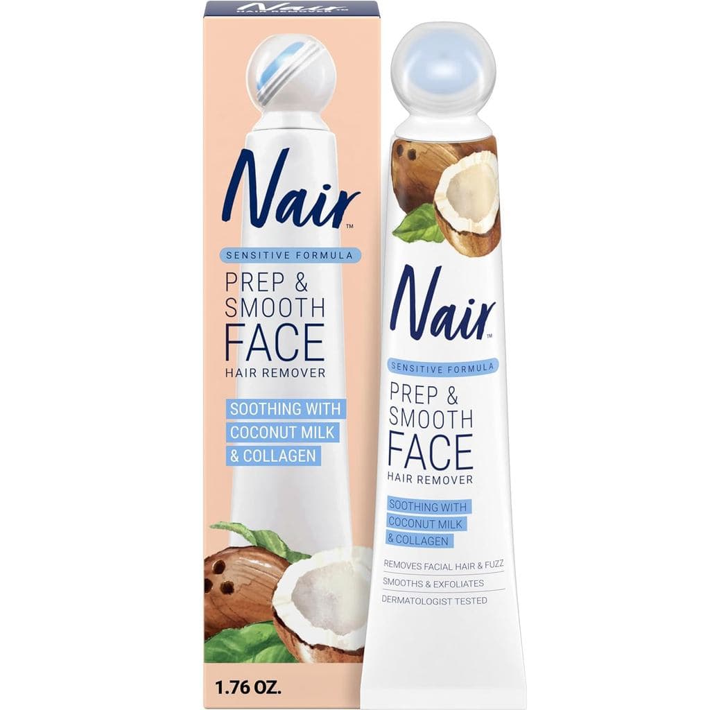 Creme Esfoliante para Remoção de Pelos Faciais NAIR para Mulheres - Solução para Pele Lisa com Colágeno para Cuidados co