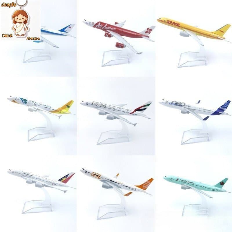 Modelo de avião de metal fundido Airbus A320/A380 Boeing 737/747 Simular estátua de ornamento de avião de brinquedo