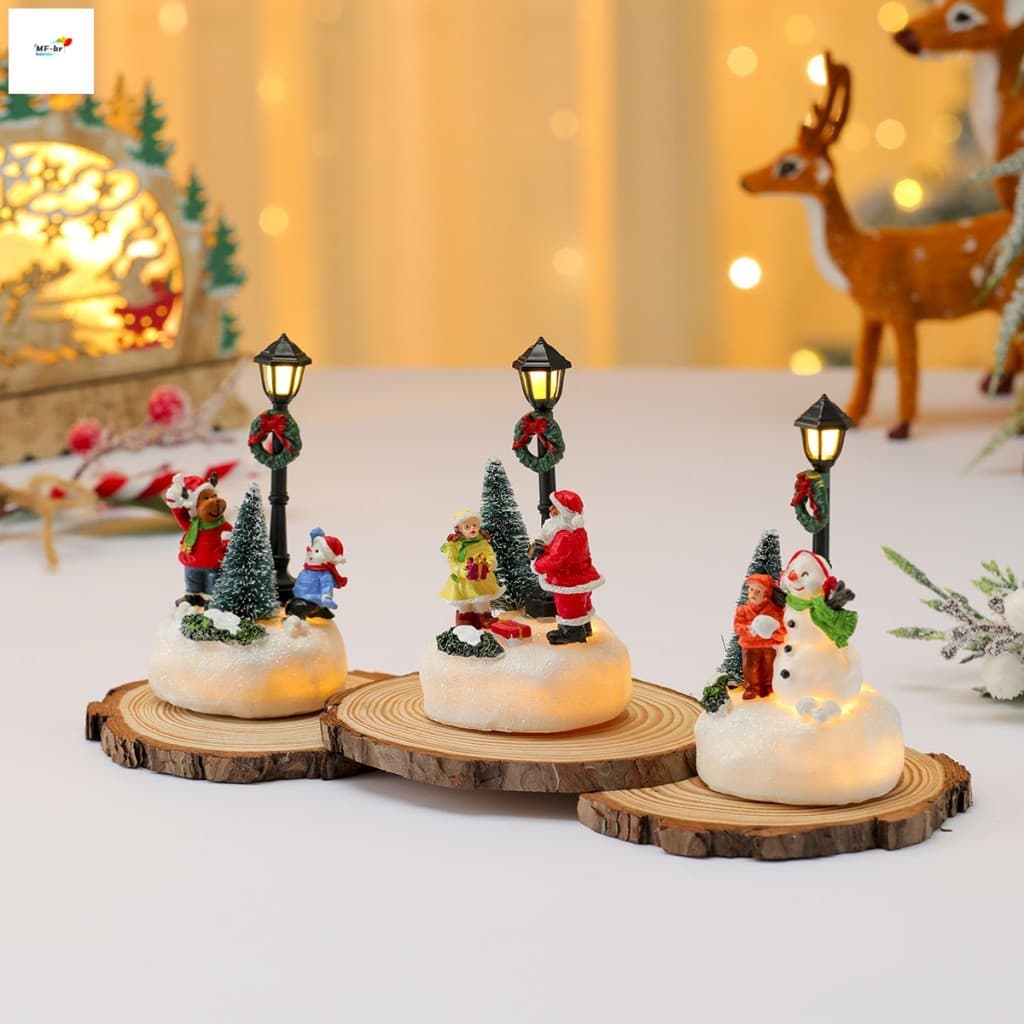 Ornamentos Luminosos De Resina De Natal-Lâmpada De Rua Para Decoração De Casa Pequena , Presentes De Feriado