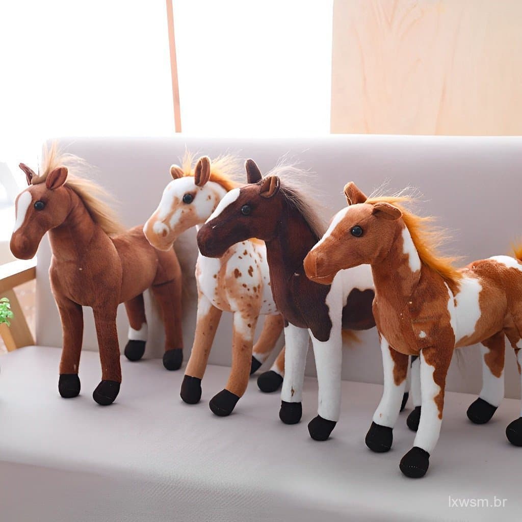 Cavalo de Pelúcia Realista, Brinquedos de Simulação de Cavalo de Pelúcia, Animal de Pelúcia Engraçado de Algodão PP Maci
