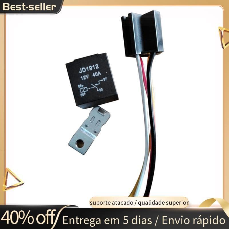 Relé Automotivo À Prova D'água 12V 40A , 4Pin , De Carro Com Soquete De Chicote De Fios , Metal De Traseiro De Ferro