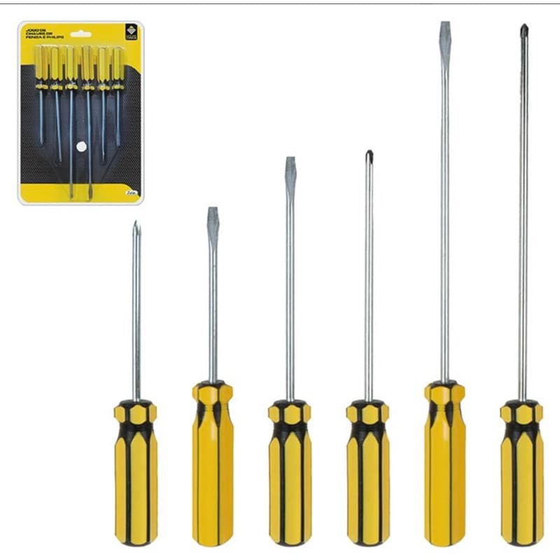 Conjunto de chaves, chave de fenda, chave philips, kit de ferramentas, C/6 Peças com suporte
