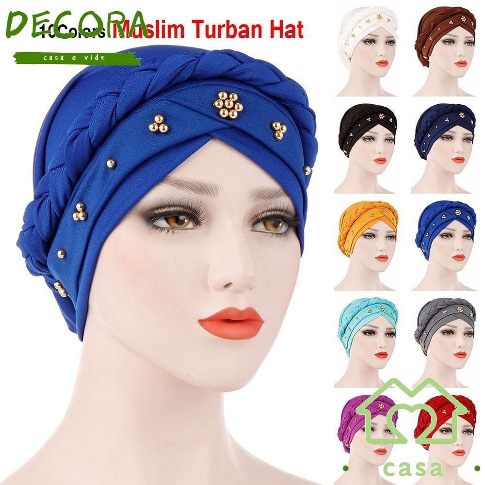 Turbante Feminino DECORA, Lenço de Cabeça Fashion, Faixa de Cabeça Muçulmana DV4R