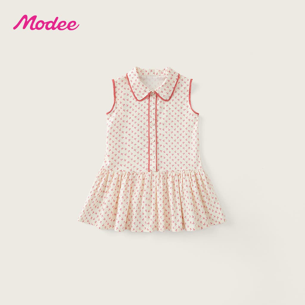 Vestido de lapela Floral para meninas 2026 verão médio pequeno crianças coreano renda sem mangas vestido colete