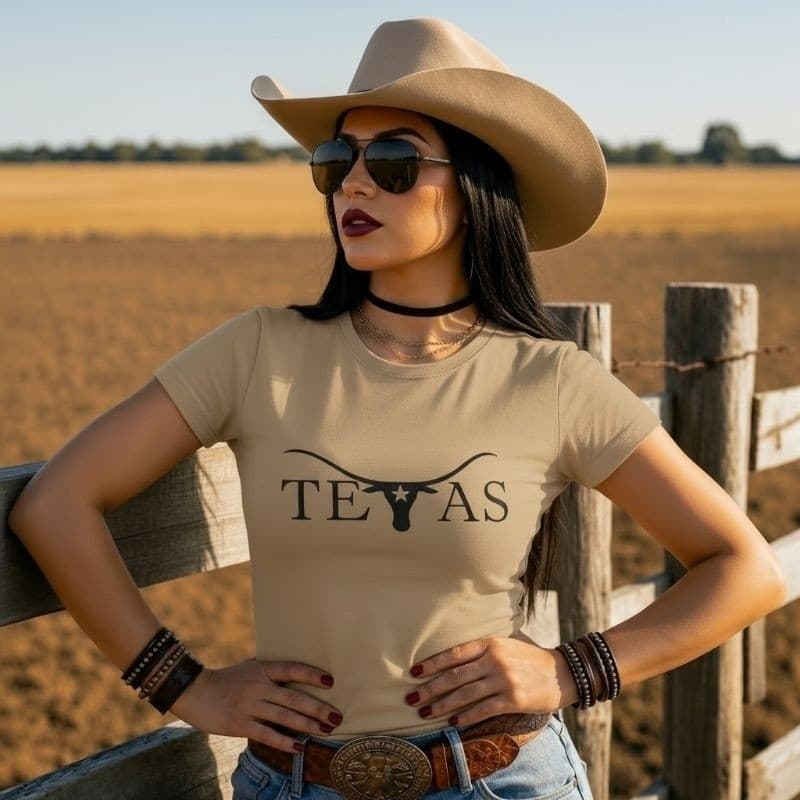 T-Shirt Camiseta Country Feminina Texas Modas Rodeio