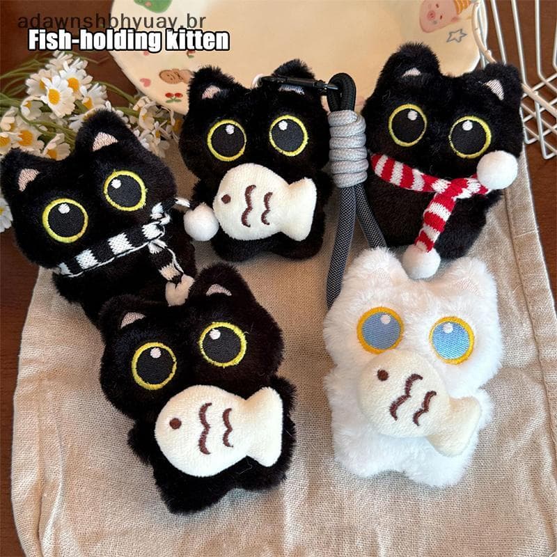 Adawnshubiuay Legal Pelúcia Bla Gato Boneca Brinquedo Chaveiro Saco Pingente Encantos Carro Acessórios Para Mulheres Cas