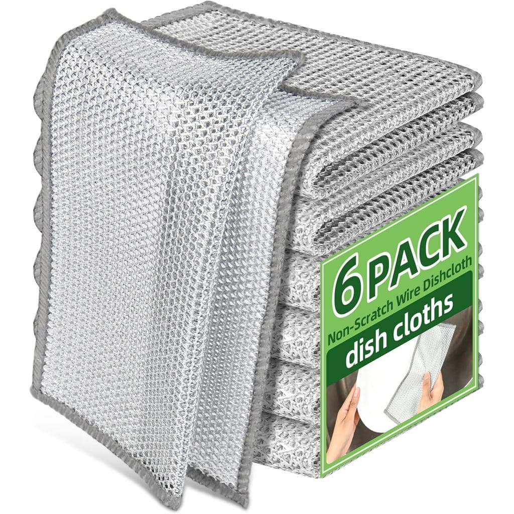 Esfregão de Aço Inoxidável e Panos de Limpeza - Pano de Arame Anti-riscos para Lavar Louça, Esfregão de Lã de Aço e Pano