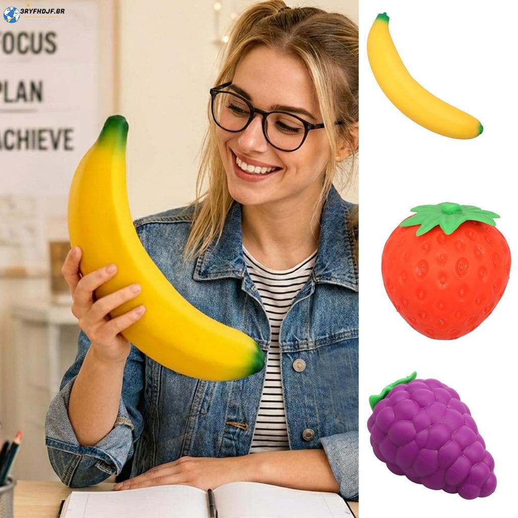Brinquedo Macio Para Apertar Frutas , Adereço Aliviar O Estresse , Mesa Adultos , Escritório , Uso Em Viagens Casa (Bana