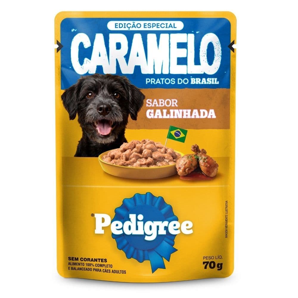 Ração Úmida para Cachorro Pedigree Caramelo Adulto Sabor Galinhada em Sachê 70g