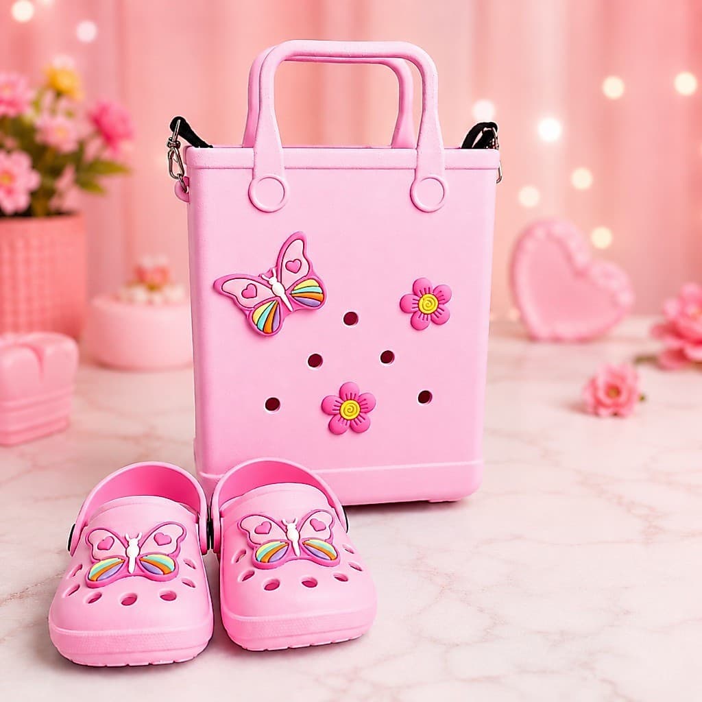 Kit Babuche Infantil Menina Escolar Com Bolsa De Criança