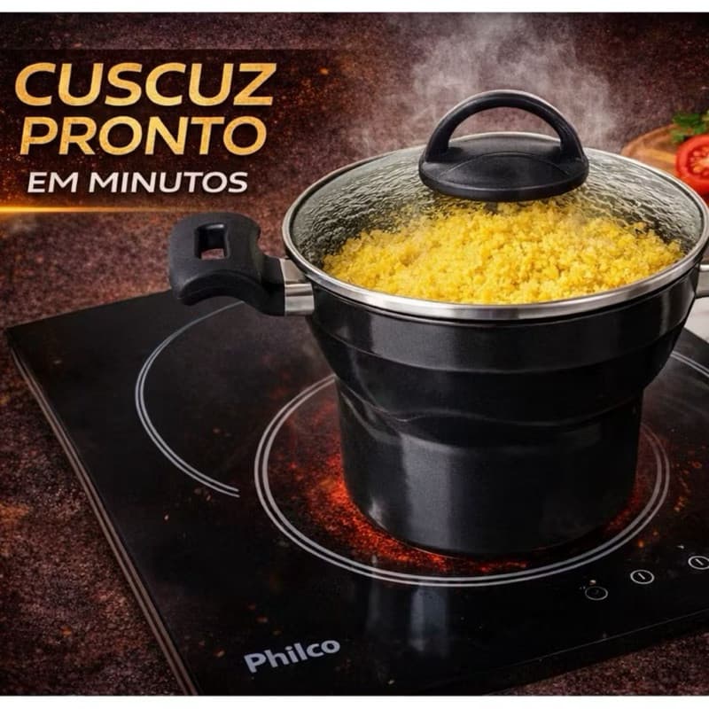 Cuscuzeira Esmaltada de indução e fogão normal luxuosa tampa de vidro
