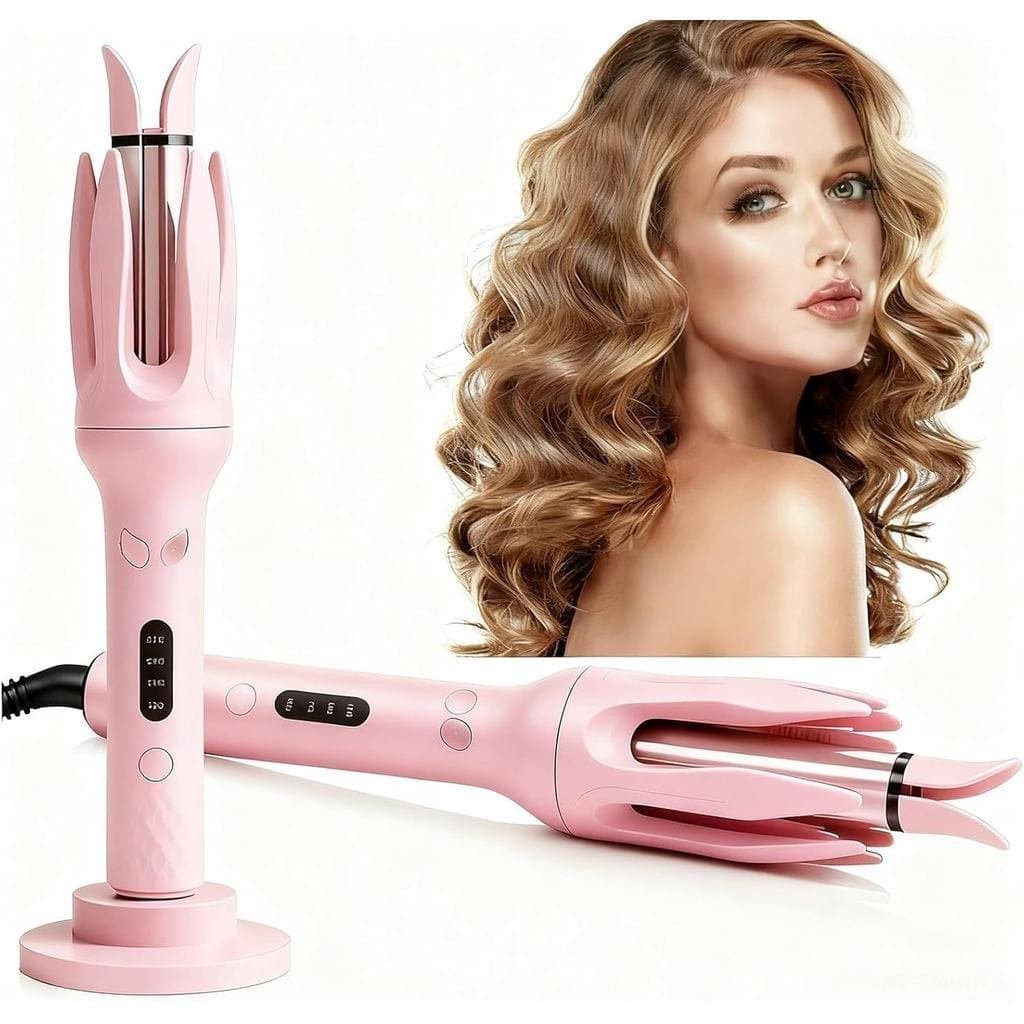 Modelador de cabelo automático, modelador de cachos rotativo automático de 1 polegada, com tela LCD, anti-queimadura,