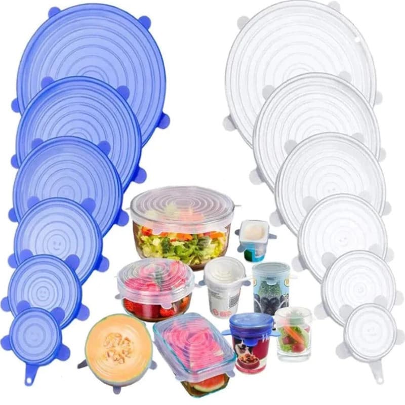 6 Pçs/Set Silicone Estiramento Tampas Capa Expansível Alimentos Frutas Selo Reutilizável Preservação Durável Frescura