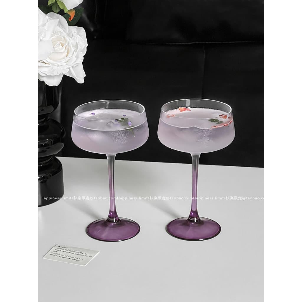 Copo de Vidro Cristalino Roxo | Taça Premium para Coquetéis e Sobremesas | Design Luxuoso e Leve para Bar ou Casa