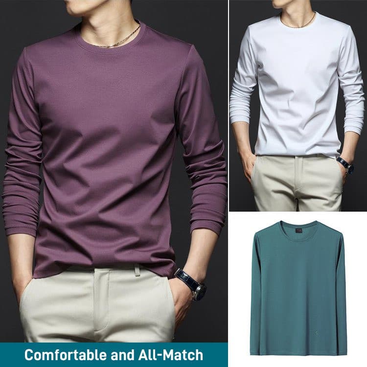 【Toque Macio】Camiseta masculina versátil e confortável/Camiseta de Seda/Seda/Algodão