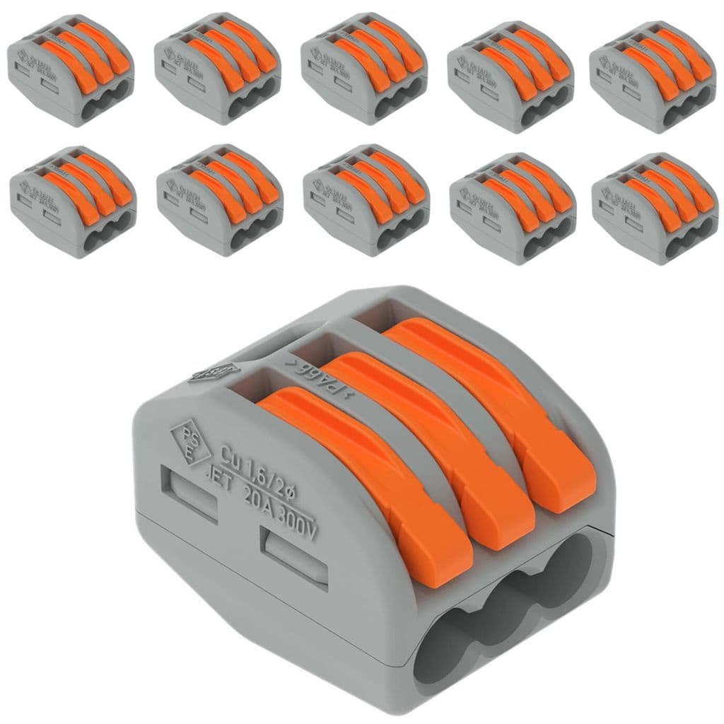 Kit 10 Conector De Emenda Alavanca 32a 3 Vias 4mm 222-413