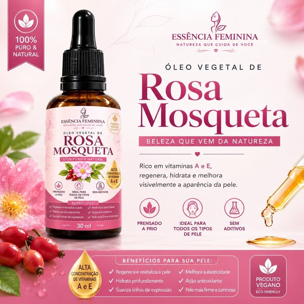 Evita Estrias, Rugas, Cicatrização, Rejuvenescedor Óleo Vegetal Rosa Mosqueta
