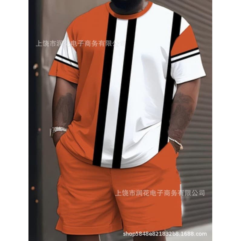 Terno masculino digital com estampa europeia e americana, camisa casual de manga curta e shorts de verão em tamanho únic