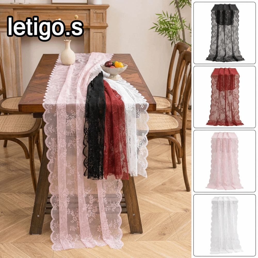 Toalha De Mesa De Renda , Tecido Com Padrão Floral , Corredor Capa Boho