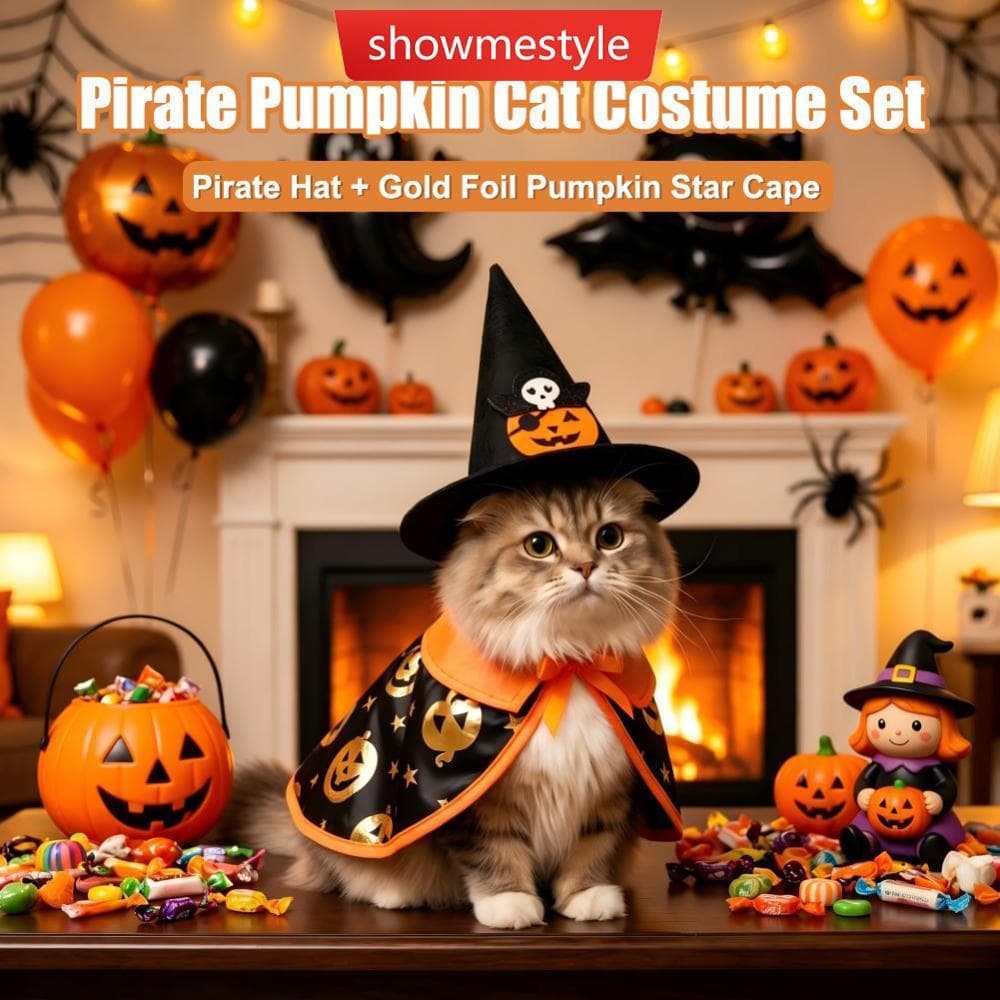 SMS Halloween Pirata Abóbora Pet Traje Conjunto Roupa Engraçada Para Gatos Cães Pequenos Bonito Festival Festa Cosplay F