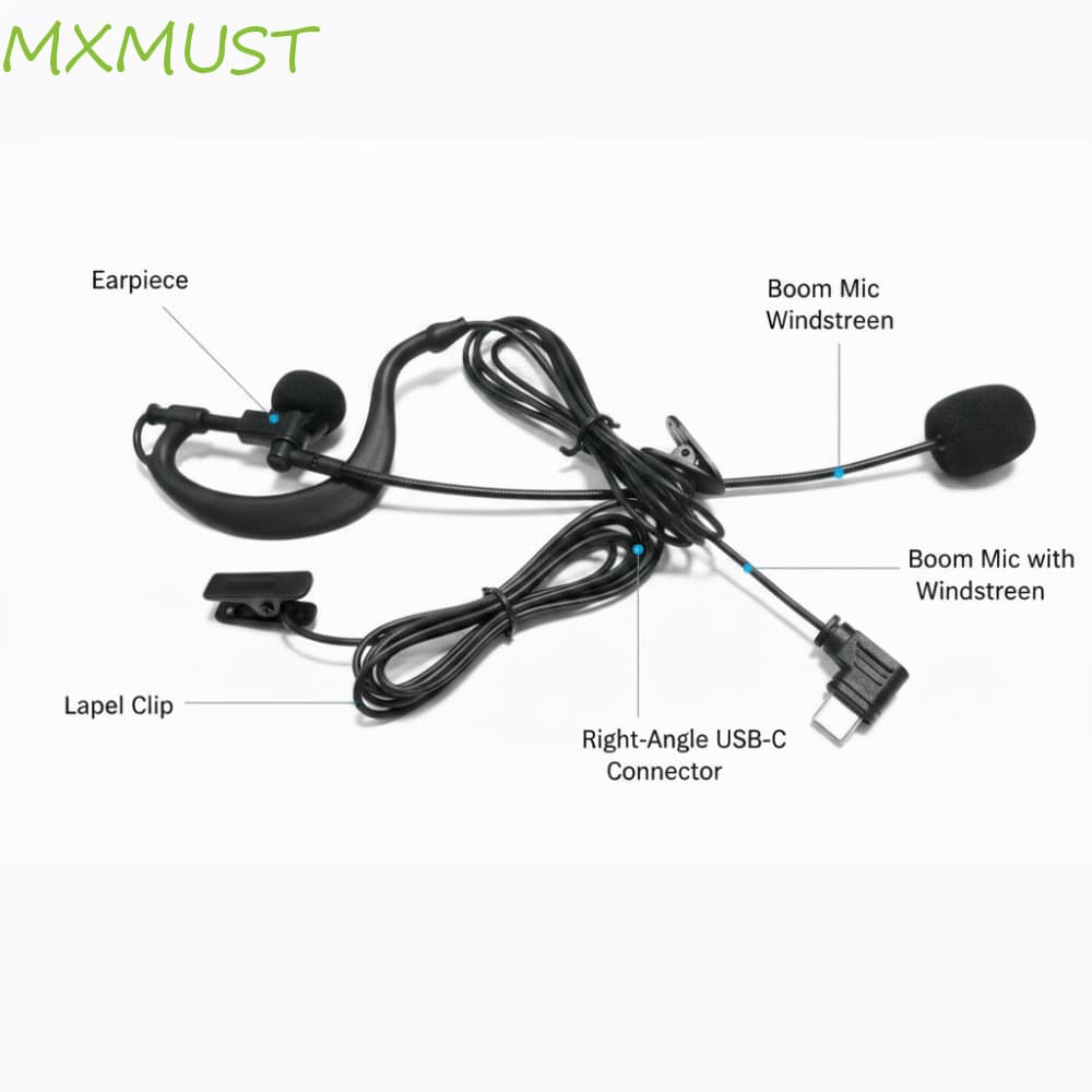 Fones De Ouvido Intra-Auriculares MXMUST , Fone De Árbitro De Interface Tipo C Com Redução De Ruído Auricular Bluetooth