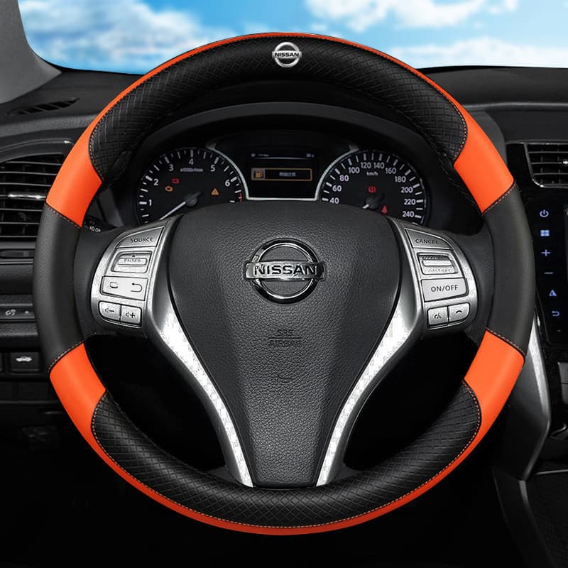 Capa de volante de carro Nissan em couro microfibra, acessórios antiderrapantes para Nissan Versa, Sentra, Altima, Rogue