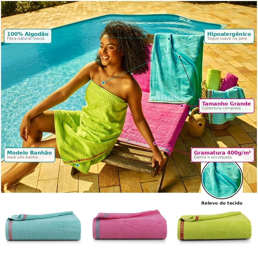 Toalha de Banho para Praia e Piscina Banhão Super Macia
