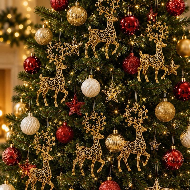Decoração de Natal Rena Ornamental para Árvore de Natal Guirlanda e Painéis decorativos