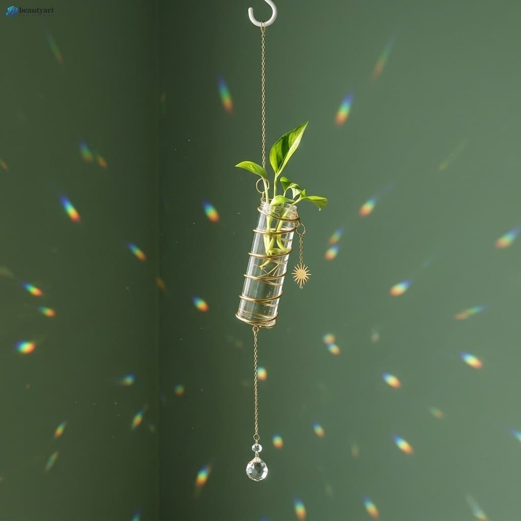 Vaso Hidropônico De Vidro Cristal Espiral-Coletor De Luz Transparente Para Decoração De Escritório Doméstico
