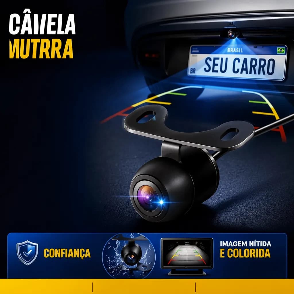 Câmera De Ré Automotiva Hd 12v Visão Noturna Estacionamento