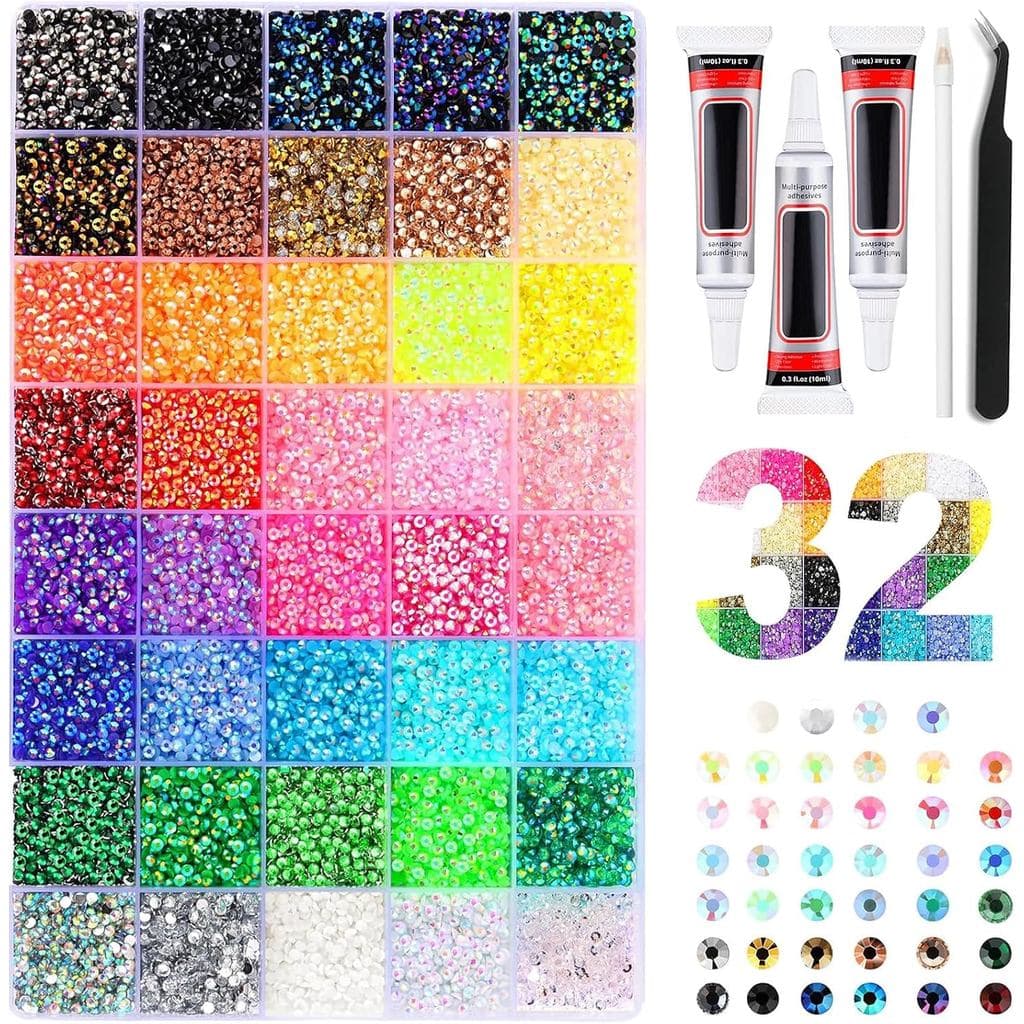 Kit de decoração adesiva, pedras de glitter multicoloridas de 3mm, usado para decorar azulejos, roupas, sapatos, unhas,
