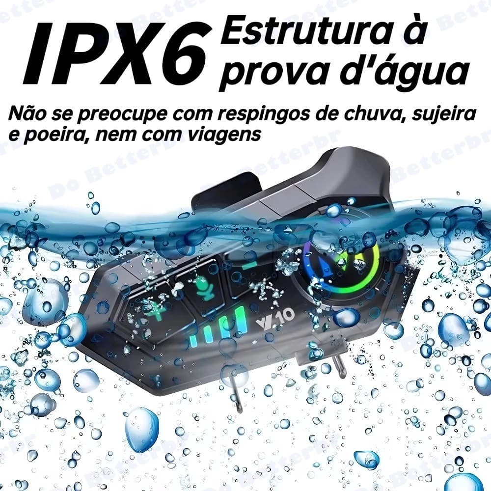 NOVA Y10 Fone De Capacete Com Luz Ambiente Bluetooth 5.3 Para Capacete Ipx6 À Prova D'água
