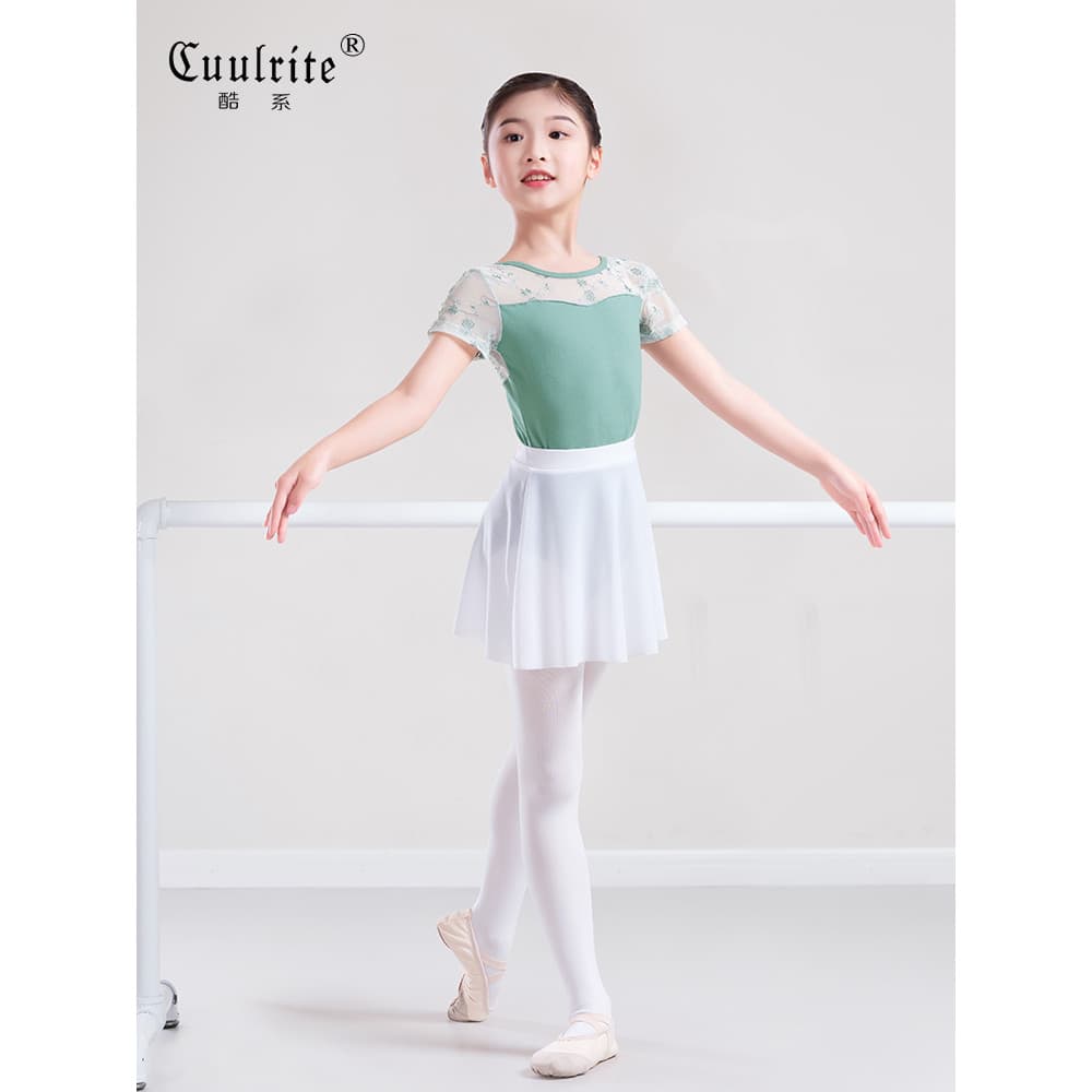 Traje de dança infantil feminino verão de manga curta Ballet traje de dança chinesa meninas treinamento básico dança prá