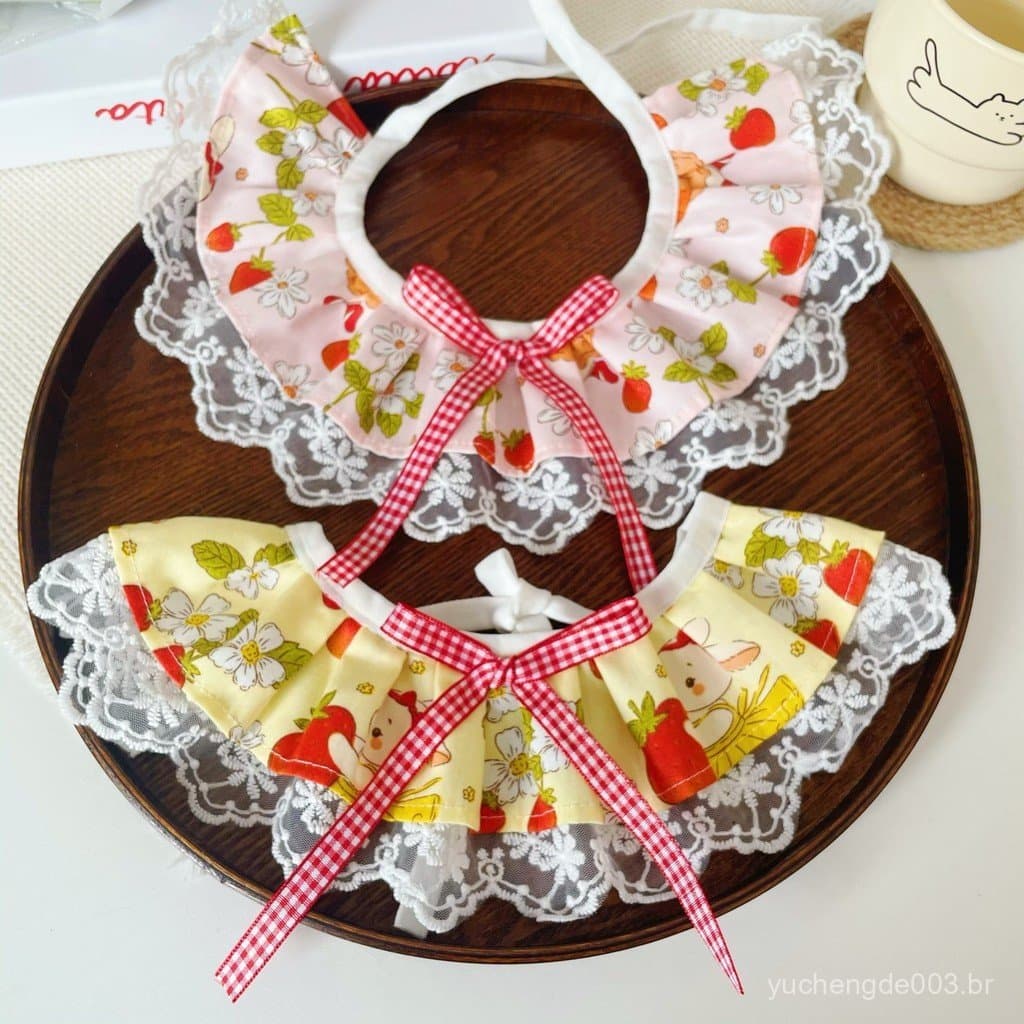 Coleira de renda para animais de estimação, para gatos e cães, com estampa de laço, acessório decorativo fofo para o pes