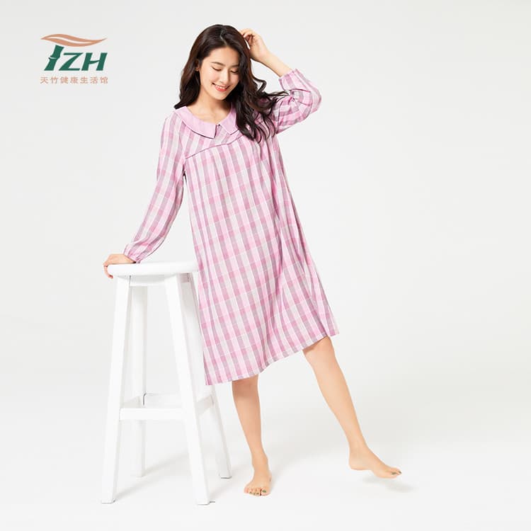Tianzhu marca senhoras casa saia vestido outono fino bonito gola de boneca rosa macio não Zou camisola