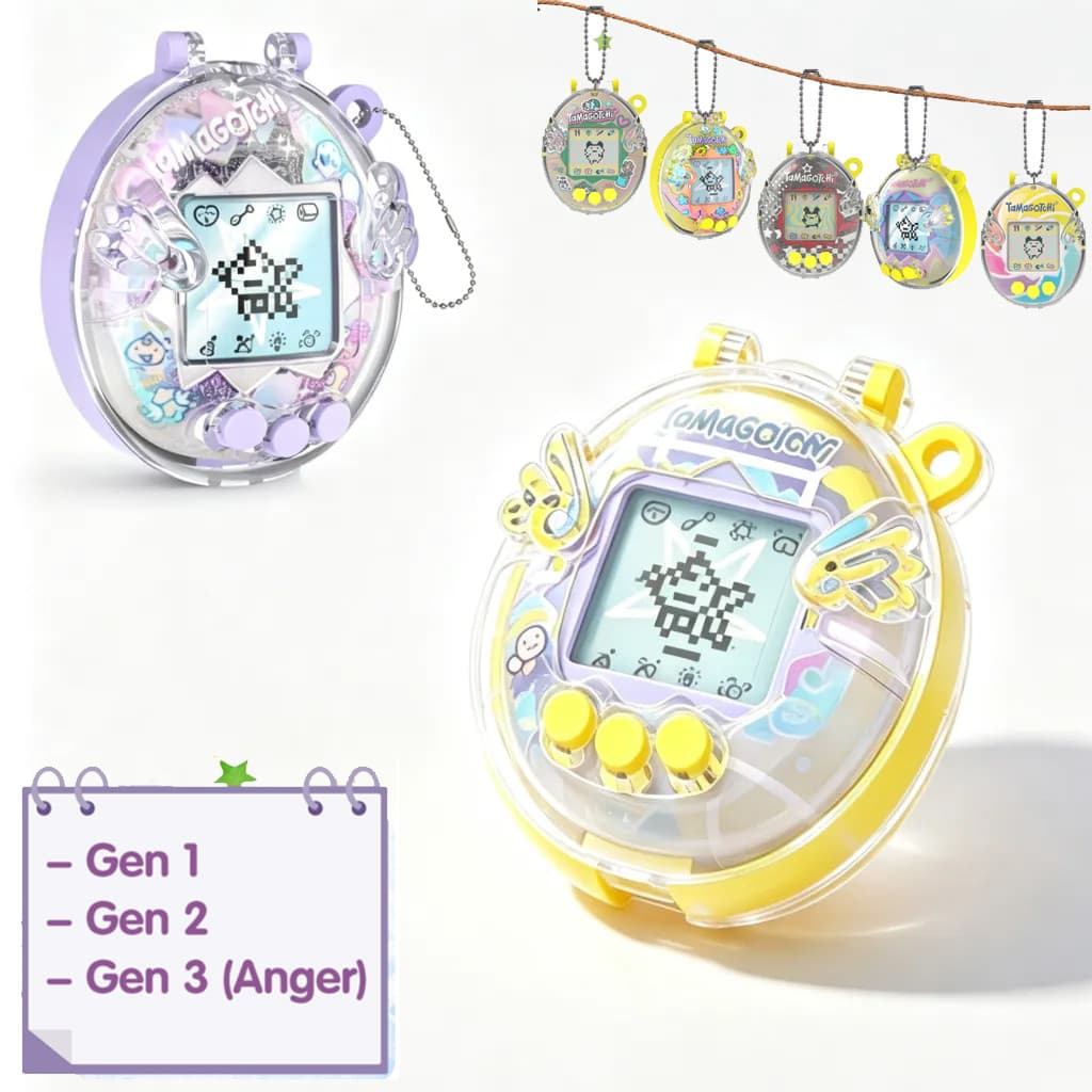 Capa Protetora Transparente 3D Angel Para Tamagotchi Original Gen1 Gen2 Gen3 , Dura Com Proteção Total Do Painel Traseir