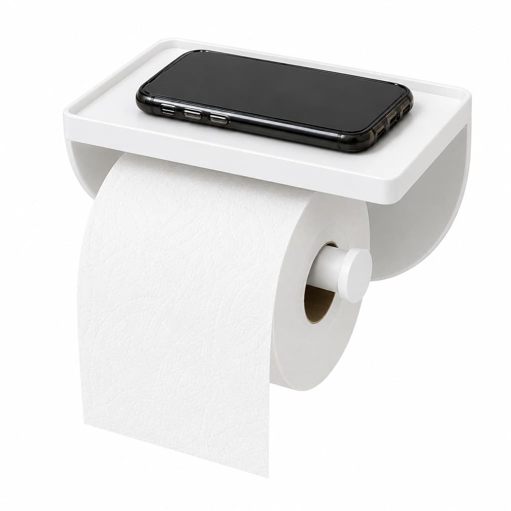 Suporte Papel Higiênico Adesivo Parede com Prateleira Porta Celular Banheiro Sem Furo